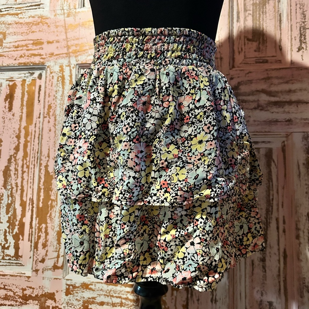 No Boundaries Floral A-Line Skirt with Elastic Waist